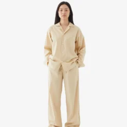 Tekla Fashion Jewellery Poplin Sleep Shirt - Khaki