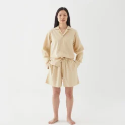 Tekla Poplin Sleep Shorts - Khaki 9 Tekla Poplin Sleep Shorts - Khaki