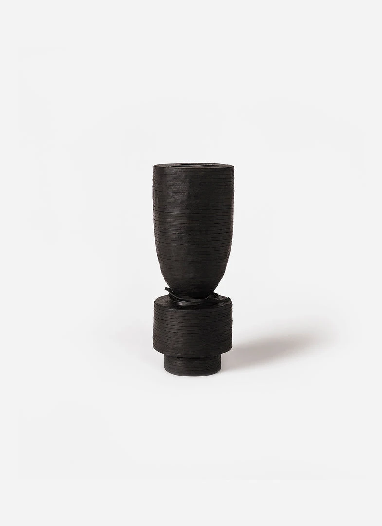 Arno Declercq Pot Vase With Leather - Black Home Living 4 Arno Declercq Pot Vase With Leather - Black Home Living