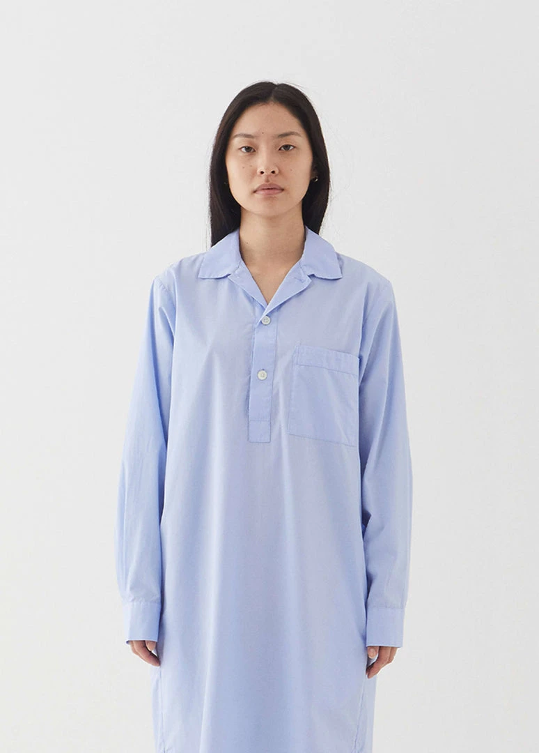 Tekla Fashion Jewellery Poplin Night Shirt - Shirt Blue 4 Tekla Fashion Jewellery Poplin Night Shirt - Shirt Blue