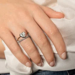 Jessica McCormack Button Back Diamond Ring - Heart Shaped 1.00ct BWG