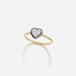 Jessica McCormack Fashion Jewellery Button Back Diamond Ring - Heart Shaped 0.75ct BWG