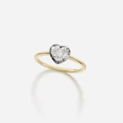 Jessica McCormack Button Back Diamond Ring - Heart Shaped 1.00ct BWG