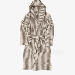 Tekla Hooded Bathrobe - Kodiak Stripe