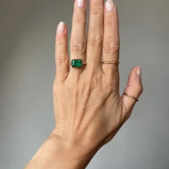 Jessica McCormack Button Back Emerald Ring - Emerald Cut East/West 3.73ct BWG Dream Gifts For Her