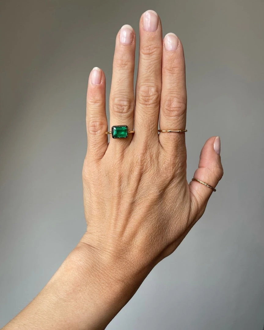 Jessica McCormack Button Back Emerald Ring - Emerald Cut East/West 3.73ct BWG Dream Gifts For Her 4 Jessica McCormack Button Back Emerald Ring - Emerald Cut East/West 3.73ct BWG Dream Gifts For Her