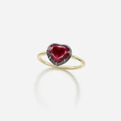 Jessica McCormack Button Back Ruby Ring - Heart Shaped 1.0ct