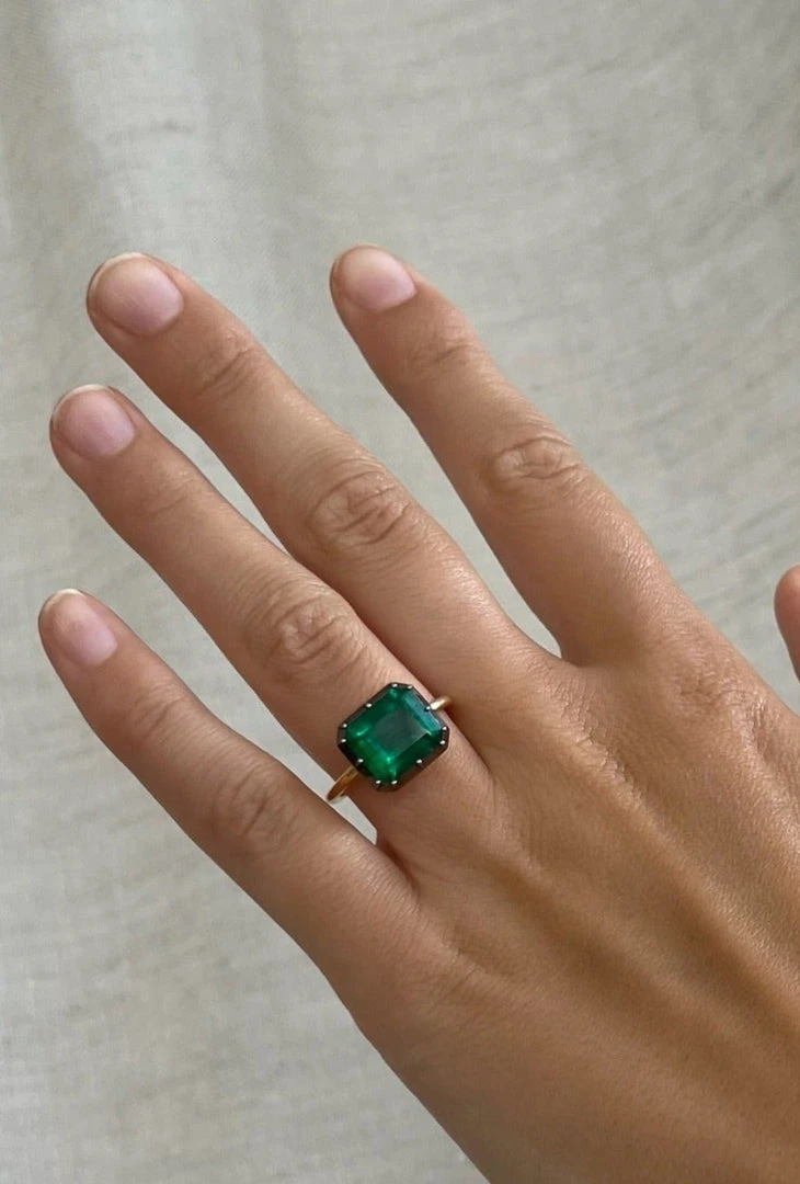 Jessica McCormack Button Back Emerald Ring - Emerald Cut East/West 3.73ct BWG Dream Gifts For Her 5 Jessica McCormack Button Back Emerald Ring - Emerald Cut East/West 3.73ct BWG Dream Gifts For Her