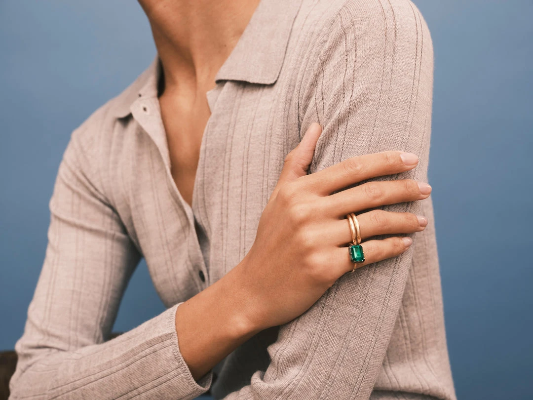 Jessica McCormack Button Back Emerald Ring - Emerald Cut East/West 3.73ct BWG Dream Gifts For Her 3 Jessica McCormack Button Back Emerald Ring - Emerald Cut East/West 3.73ct BWG Dream Gifts For Her