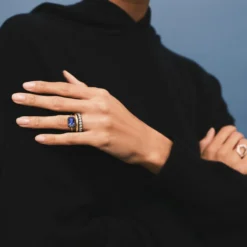 Jessica McCormack Signature Sapphire Ring - Emerald Cut 3.53ct Sapphire East-West Button Back Ring