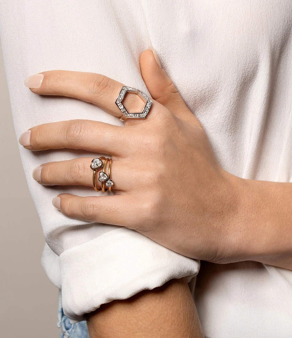 Jessica McCormack Button Back Diamond Ring - Heart Shaped 0.30ct BWG Fashion Jewellery 5 Jessica McCormack Button Back Diamond Ring - Heart Shaped 0.30ct BWG Fashion Jewellery