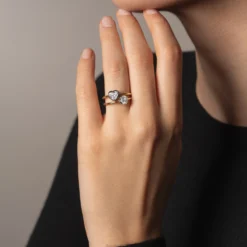 Jessica McCormack Button Back Diamond Ring - Brilliant Cut 0.40ct WG Fashion Jewellery