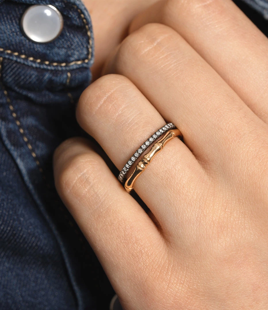 Jessica McCormack Fashion Jewellery Bamboo Ring - Rose Gold Wide Band 4 Jessica McCormack Fashion Jewellery Bamboo Ring - Rose Gold Wide Band