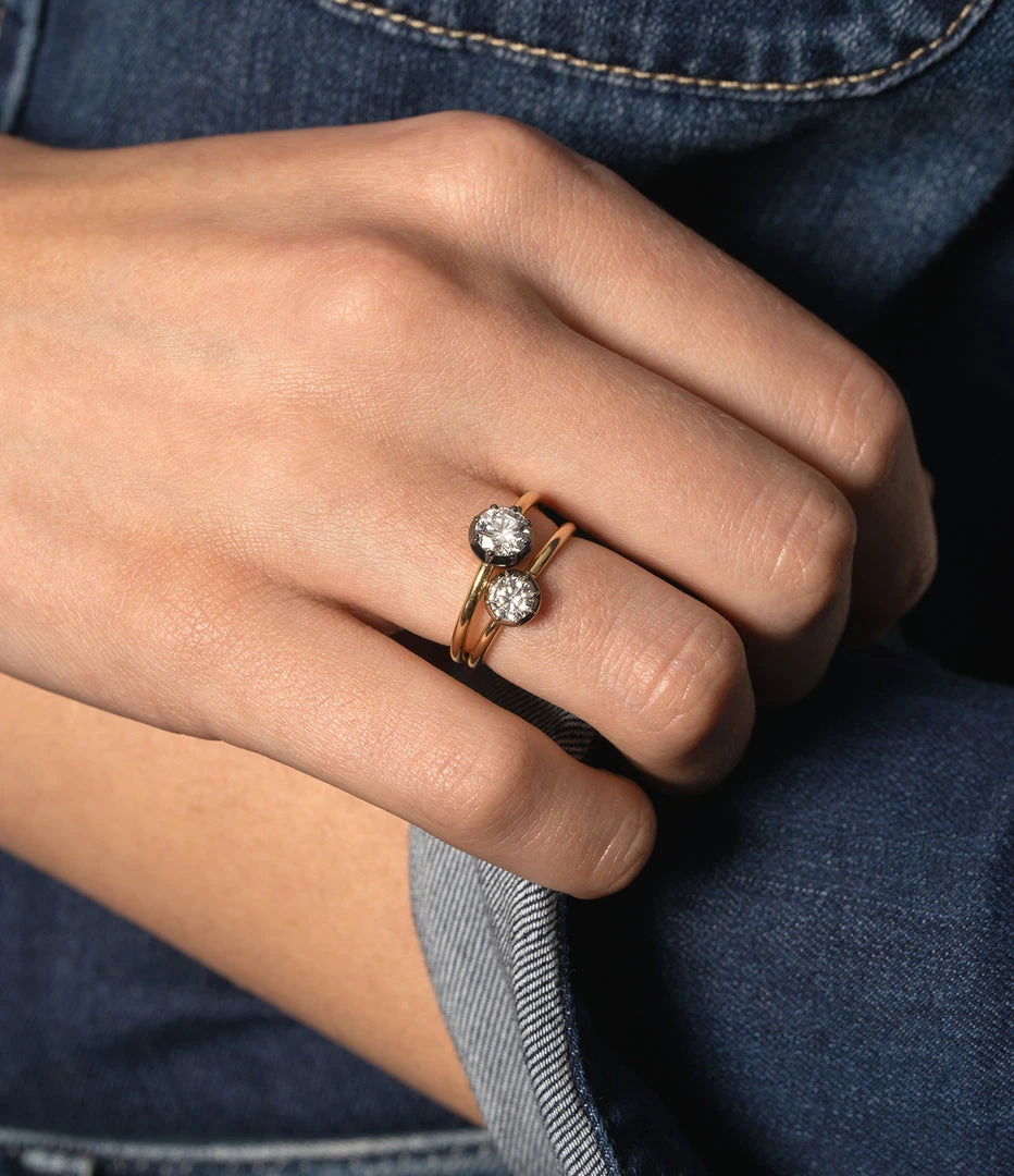 Jessica McCormack Button Back Diamond Ring - Brilliant Cut 0.40ct WG Fashion Jewellery 5 Jessica McCormack Button Back Diamond Ring - Brilliant Cut 0.40ct WG Fashion Jewellery