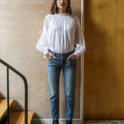 Mahsa Preacher Top In White Swiss Dot Fashion Jewellery