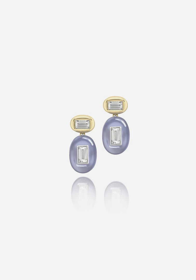 Jessica McCormack On The Rocks Earrings - Baguette Diamond And Chalcedony Drops Fashion Jewellery 3 Jessica McCormack On The Rocks Earrings - Baguette Diamond And Chalcedony Drops Fashion Jewellery