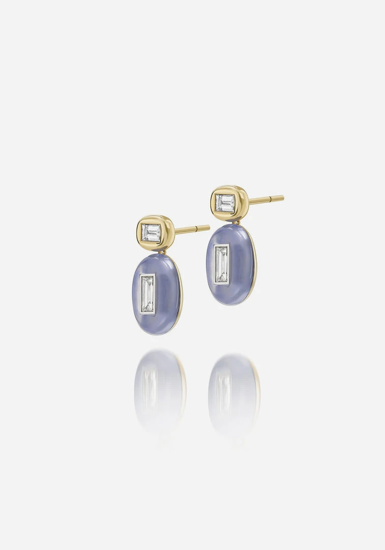 Jessica McCormack On The Rocks Earrings - Baguette Diamond And Chalcedony Drops Fashion Jewellery 4 Jessica McCormack On The Rocks Earrings - Baguette Diamond And Chalcedony Drops Fashion Jewellery