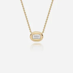 Jessica McCormack Fashion Jewellery On The Rocks Necklace - 0.75ct Baguette Cut Diamond East-West Pendant