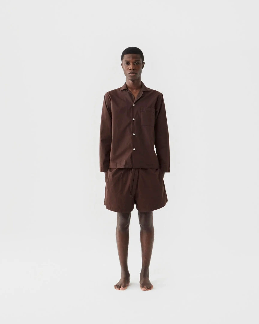 Tekla Poplin Sleep Shorts - Coffee 4 Tekla Poplin Sleep Shorts - Coffee