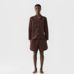 Tekla Poplin Sleep Shirt - Coffee
