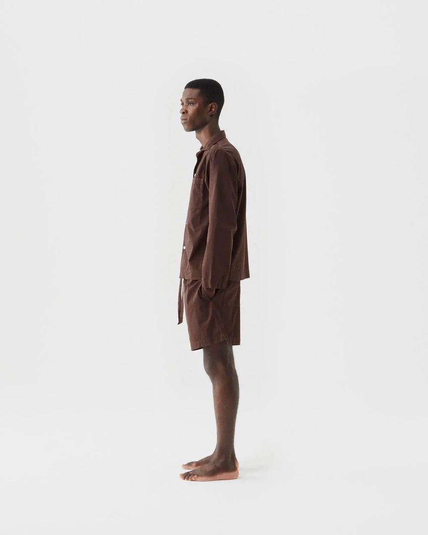 Tekla Poplin Sleep Shorts - Coffee 5 Tekla Poplin Sleep Shorts - Coffee
