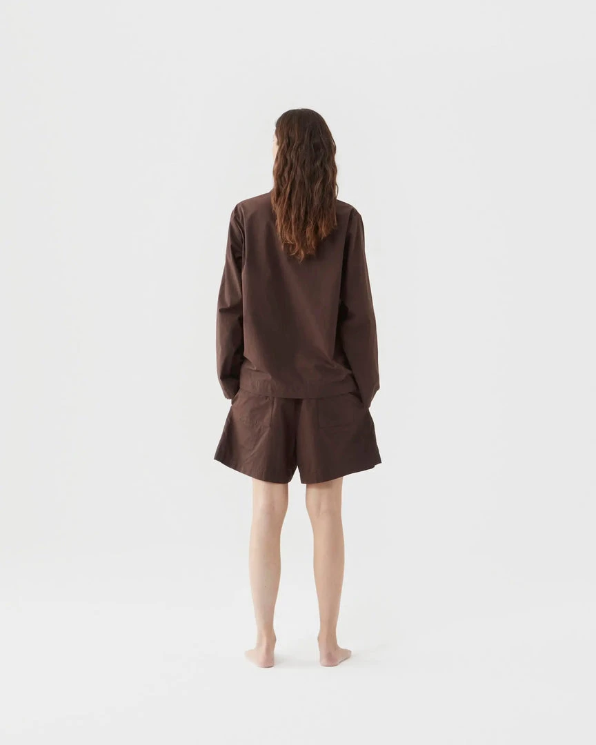 Tekla Poplin Sleep Shorts - Coffee 6 Tekla Poplin Sleep Shorts - Coffee