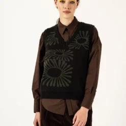 Penny Sage Anemone Vest - Bistre/Moss