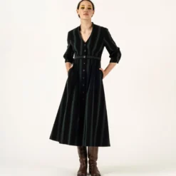 Penny Sage Fashion Jewellery Collette Dress - Emerald Stripe