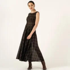 Penny Sage Cleo Dress - Liquorice Check