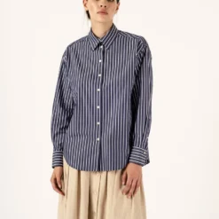 Penny Sage Maryse Shirt - Navy Stripe Fashion Jewellery