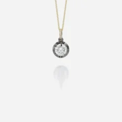 Jessica McCormack Fashion Jewellery Signature Diamond Pendant - Round Diamond Blackened Gold