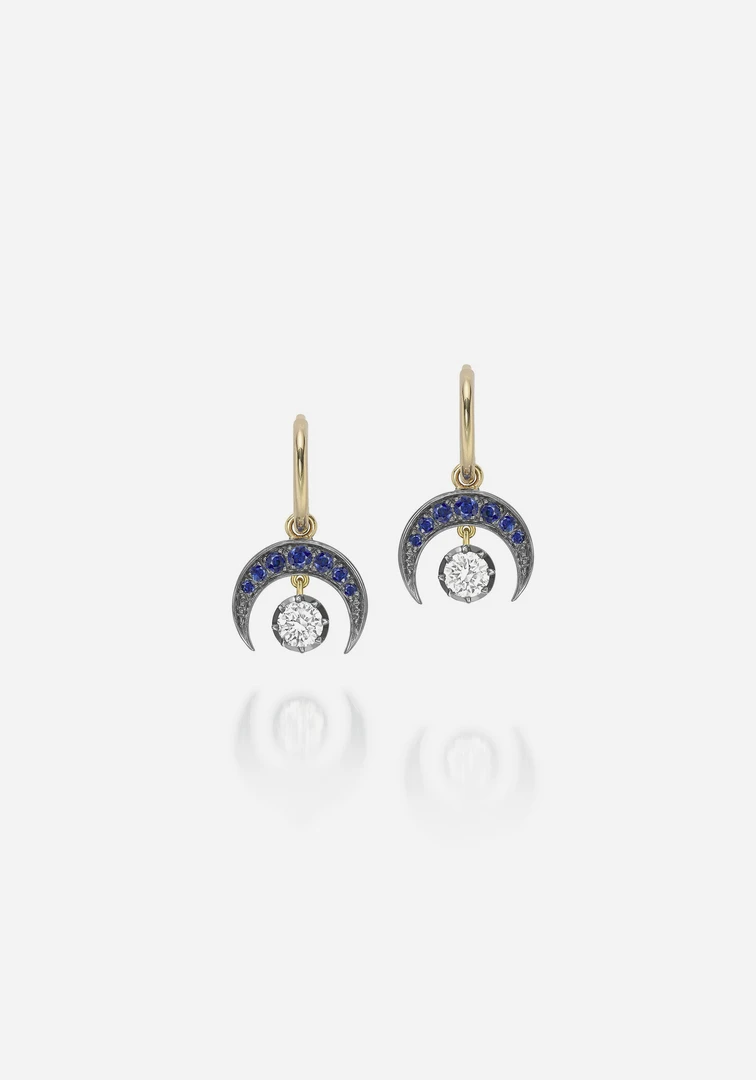 Jessica McCormack Signature Gypsets - Sapphire And Diamond Crescent Moon Fashion Jewellery 3 Jessica McCormack Signature Gypsets - Sapphire And Diamond Crescent Moon Fashion Jewellery