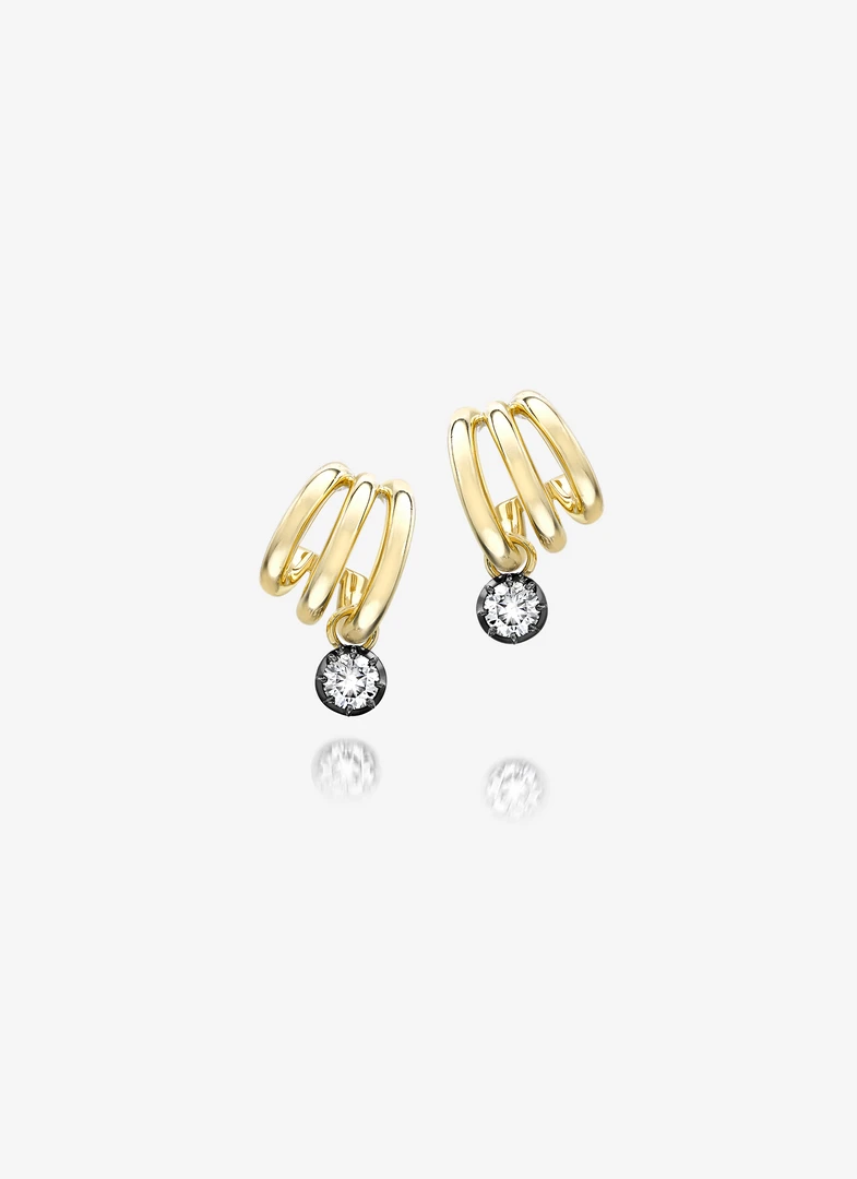 Jessica McCormack Signature Earrings - 0.30ct Diamond Tripset Hoops Fashion Jewellery 3 Jessica McCormack Signature Earrings - 0.30ct Diamond Tripset Hoops Fashion Jewellery