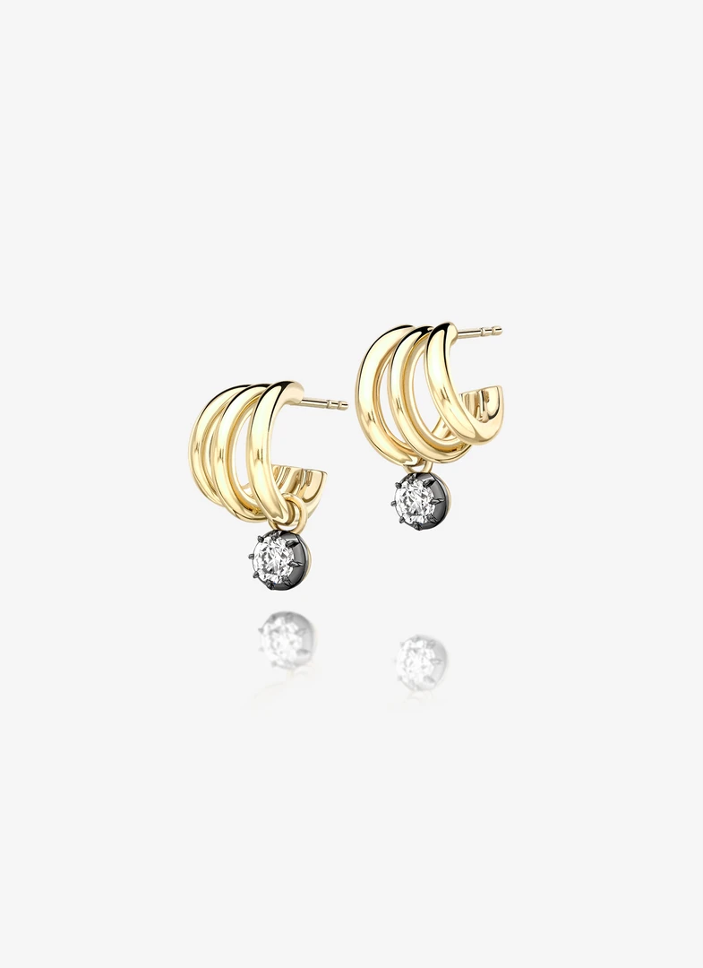 Jessica McCormack Signature Earrings - 0.30ct Diamond Tripset Hoops Fashion Jewellery 4 Jessica McCormack Signature Earrings - 0.30ct Diamond Tripset Hoops Fashion Jewellery