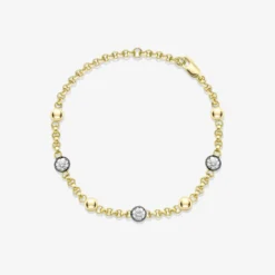 Jessica McCormack Signature Bracelet - Three Stone Diamond Belcher Bracelet Fashion Jewellery