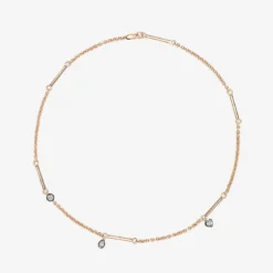 Jessica McCormack Signature Necklace - 18" Multi-Shape Diamond Space Bar Belcher Chain Fashion Jewellery