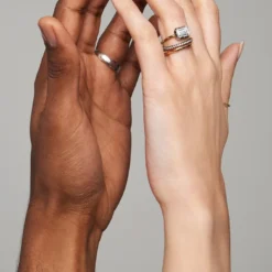 Jessica McCormack Fashion Jewellery Button Back Diamond Ring - Emerald Cut East/West 2.50ct BWG