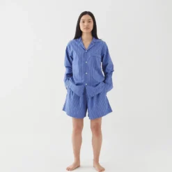 Tekla Fashion Jewellery Poplin Sleep Shorts - Boro Stripes