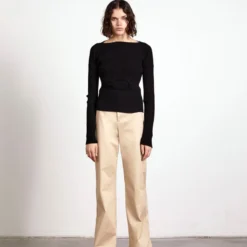 Wynn Hamlyn Clasp Ribbed Knit Top - Black Fashion Jewellery