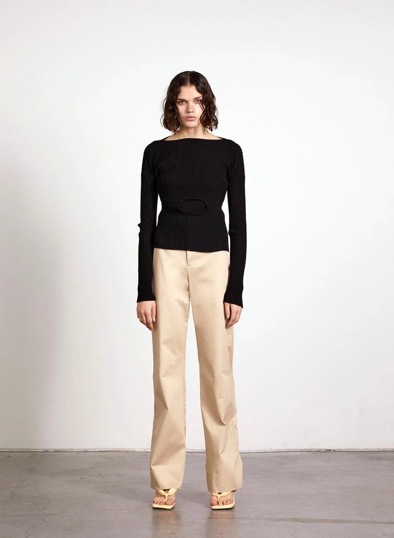 Wynn Hamlyn Clasp Ribbed Knit Top - Black Fashion Jewellery 3 Wynn Hamlyn Clasp Ribbed Knit Top - Black Fashion Jewellery