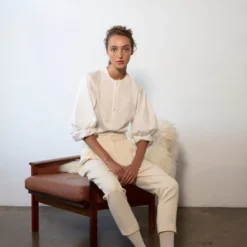 Rory William Docherty Embroidered Bib Front Lantern Sleeve Shirt