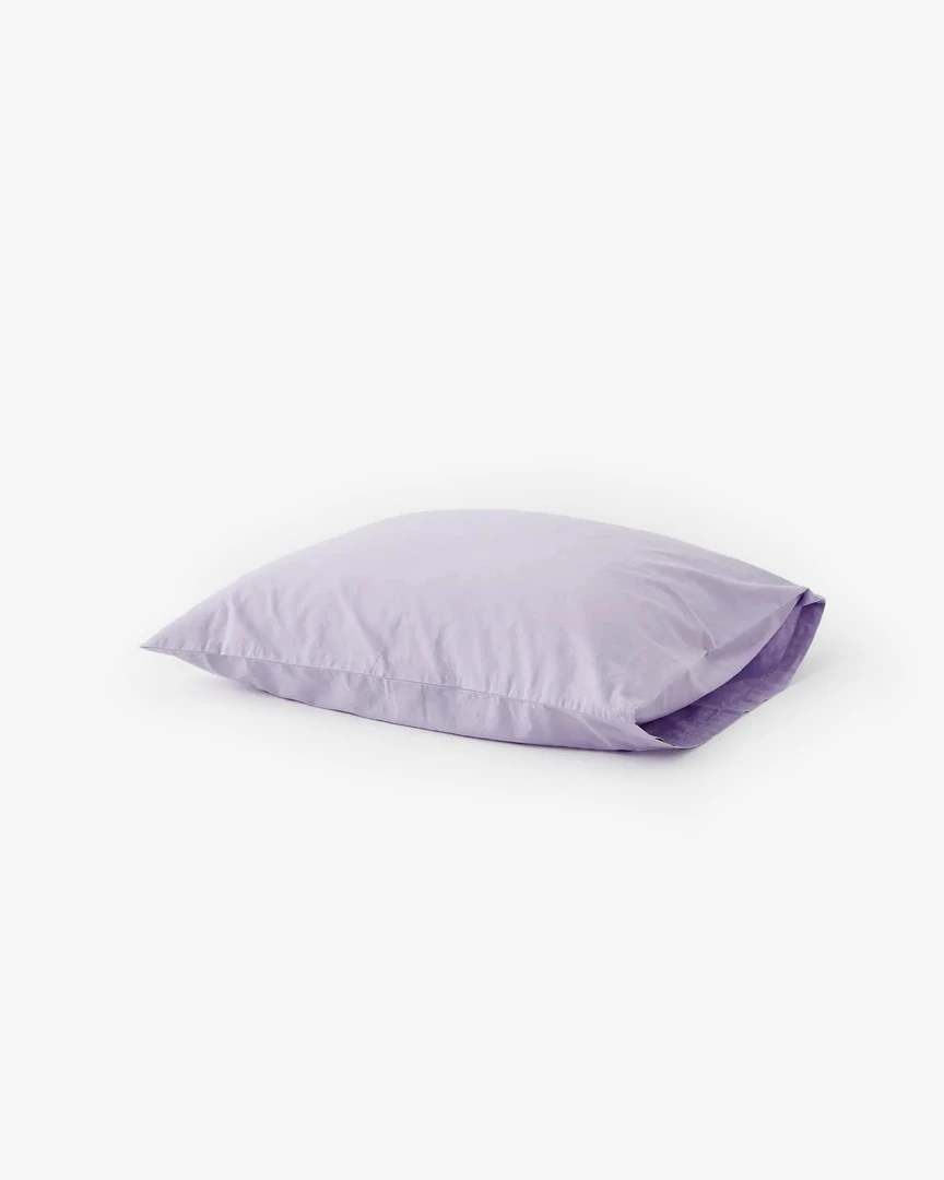 Tekla Cotton Percale Pillowcase - Lavender - Pair 3 Tekla Cotton Percale Pillowcase - Lavender - Pair