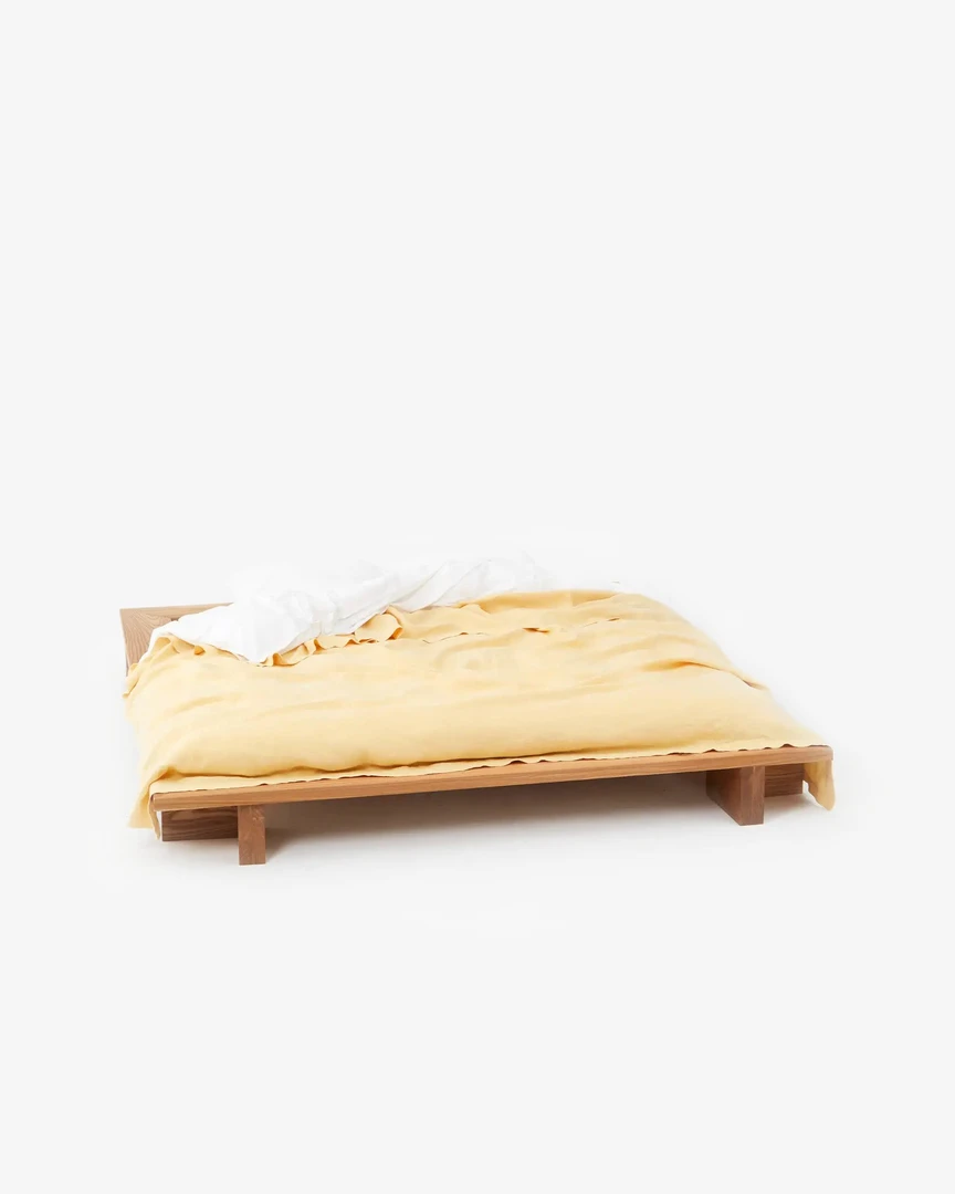 Tekla Home Living Linen Bedspread - Suede Yellow 3 Tekla Home Living Linen Bedspread - Suede Yellow