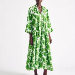 Emilia Wickstead Fashion Jewellery Lovie Kaftan - Green Rose Garden