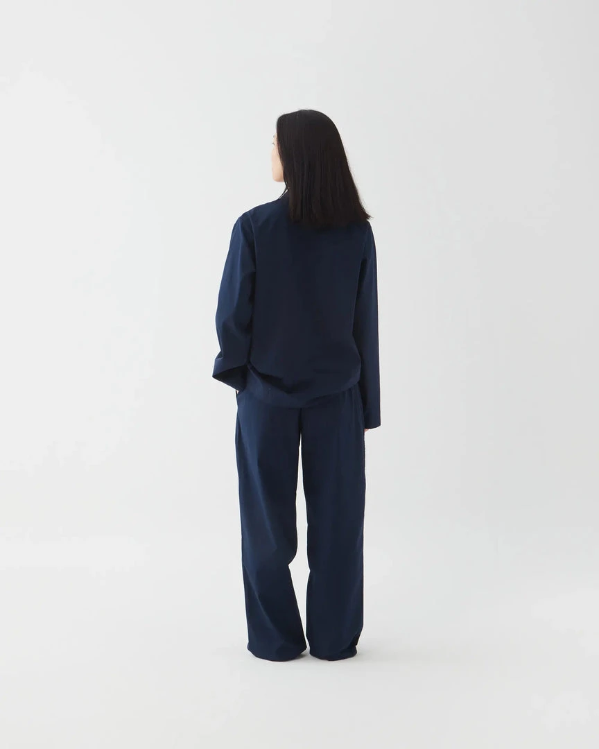 Tekla Poplin Sleep Shirt - True Navy 5 Tekla Poplin Sleep Shirt - True Navy