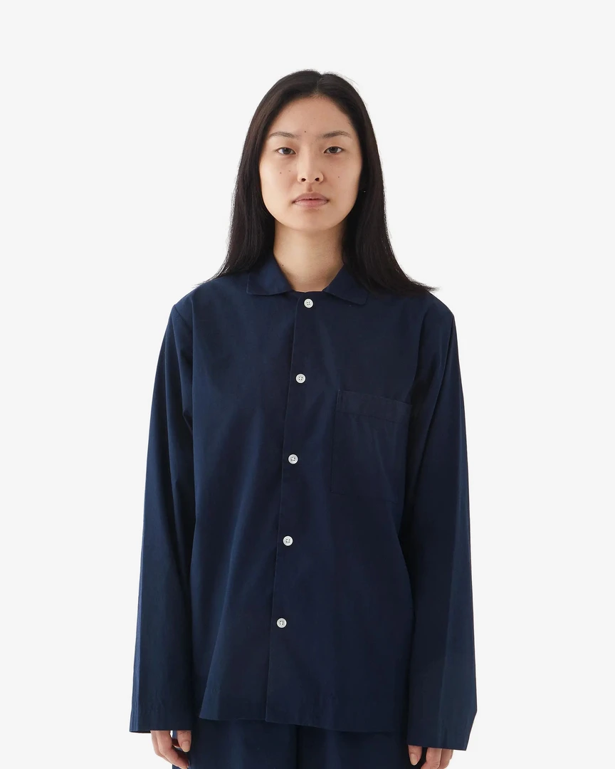 Tekla Poplin Sleep Shirt - True Navy 3 Tekla Poplin Sleep Shirt - True Navy