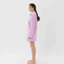Tekla Dream Gifts For Her Poplin Sleep Shirt - Purple Pink