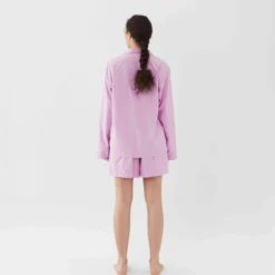 Tekla Dream Gifts For Her Poplin Sleep Shirt - Purple Pink