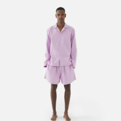 Tekla Dream Gifts For Her Poplin Sleep Shirt - Purple Pink