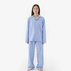 Tekla Dream Gifts For Her Poplin Sleep Shirt - Pin Stripes